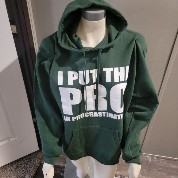 I put the pro in procrastination mens navy green 2Xl sweatshirt! - Picture 2 of 8